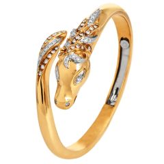 Estate 18K Gold Diamond Horse Bangle Bracelet