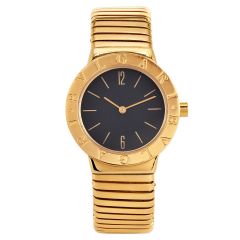 Bvlgari Tubogas 30mm 18K Gold Black Dial Ladies Watch Ref P71573