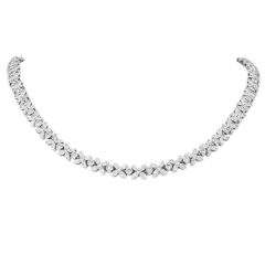 Floral Diamond 4.50cts Tennis Necklace 18K White Gold|Dover Jewelry|