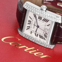 Cartier Tank Française 2366 33mm 18K Diamond Watch Box Papers