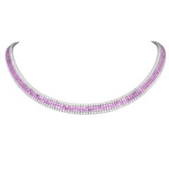 Mystery-Set Pink Sapphire & Diamond 58.60cts 18K Gold Necklace|Dover Jewelry|