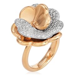 Estate Italian 1.00ct Diamond 18K White Gold Flower Ring