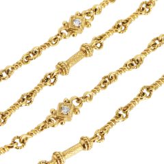 Judith Ripka Diamond 18K Yellow Gold 32 Inches Fancy Chain Necklace