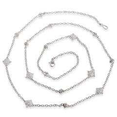 Judith Ripka Long Diamond Chain Necklace in 18k White Gold