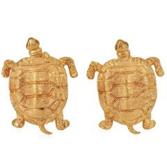 Vintage 18K Yellow Gold Textured Turtle Cufflinks 