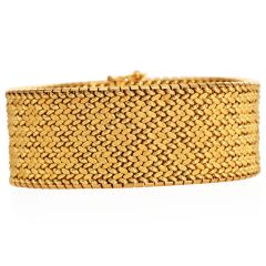 French Caplain Paris 18K Yellow Gold Textured Wrap Bracelet