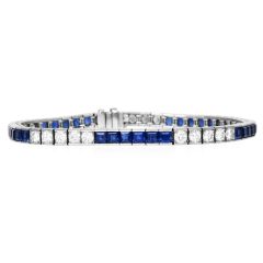  Yard Vintage 1950’s Diamond Sapphire Platinum Bracelet 