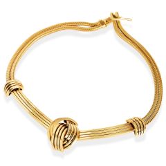 Tiffany & Co. Vintage Knot 14K Gold Statement Choker Necklace |Dover Jewelry|