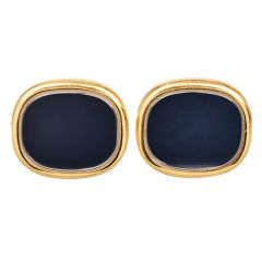 Patek Philippe Vintage Ellipse Blue 18k yellow Gold Cufflinks 