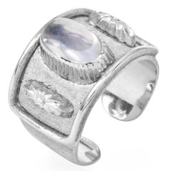 Mario Buccellati Vintage Moonstone 18 K white Gold Cocktail Cuff Ring
