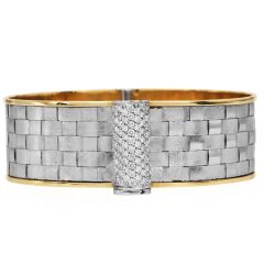 Kurtulan 18K Two-Tone Diamond Woven Bangle Bracelet