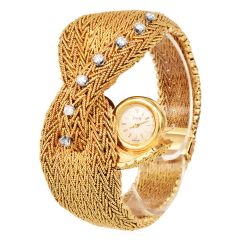 Piaget Vintage Ladies Diamond 18K Yellow Gold Covered Mesh Watch