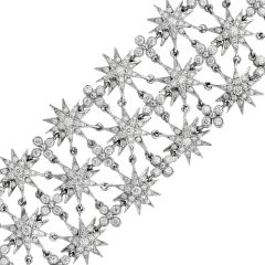 Tiffany & Co. Starburst 6.02ct Diamond Platinum Wide Bracelet