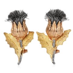 Mario Buccellati Vintage 18K Tri-Color Gold Thistle Earrings