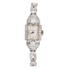 Antique Hamilton Diamond Platinum Ladies Cocktail Watch