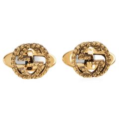 Gucci Interlocking GG 18K Yellow Gold Engraved Cufflinks