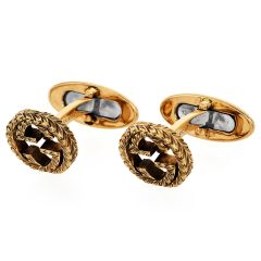 Gucci Interlocking GG 18K Yellow Gold Engraved Cufflinks