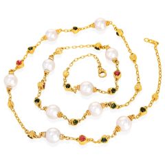 Judith Ripka  Tourmaline, Diamond & South Sea Pearl Chain Necklace
