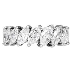 Estate 4.50cts Marquise Diamond  Eternity Gold Band Ring