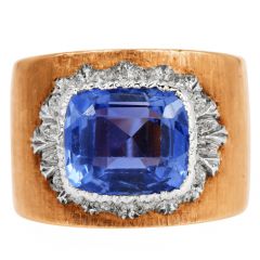  Buccellati Vintage Certified 3.50ct Ceylon Sapphire 18K Gold Ring |Dover Jewelry|