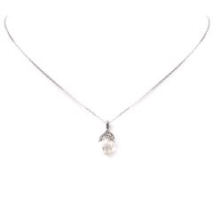Vintage 2.49 carats Briolette Diamond 18K Gold Pendant Necklace