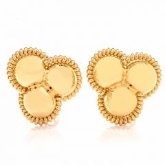 High Polish Large  Italian 18K Yellow Gold Clip-Back  Stud Earrings