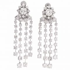 Sparkling 14.16cts Diamond Platinum Cascading Chandelier Earrings