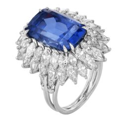 Tiffany & Co. Burma Sapphire 21.50cts Diamond Platinum Cocktail Ring|Dover Jewelry|