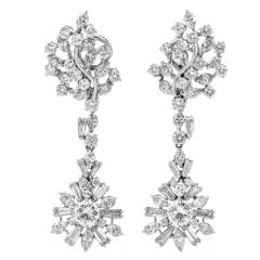 Vintage GIA 9.02cts  Diamond Chandelier Platinum Diamond Drop Earrings