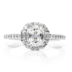 Diamond Baguette Halo Platinum Engagement Ring