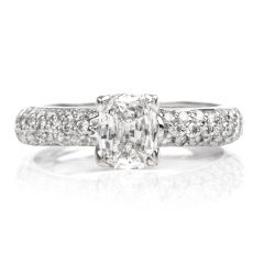 Tacori GIA Cushion Pave Diamond Platinum Engagement Ring 