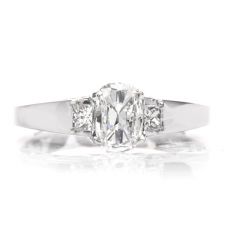 Tacori GIA Cushion Diamond Platinum Three Stone Engagement Ring 