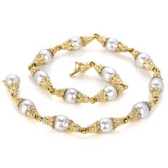 Kurt Wayne Diamond South Sea Pearls 18K Gold Choker Necklace