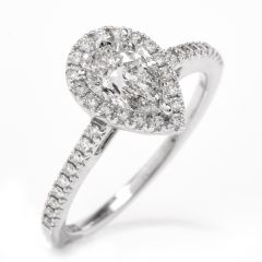 Pear Shape Diamond Halo White Gold Engagement Ring