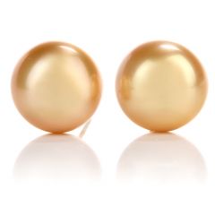 12mm Golden South Sea Pearl 18K Gold Stud Earrings