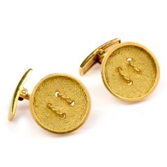 Estate Rope Button 18K Yellow Gold Men’s Cufflinks
