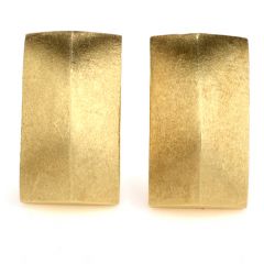Estate Satin 18K Yellow Gold Rectangle Dome Men’s Cufflinks 