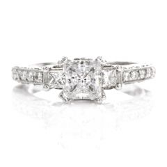 Tacori Diamond Platinum 3 Stone Engagement Semi-mount Ring