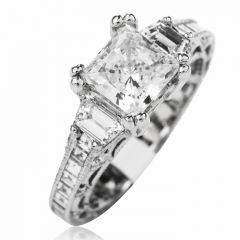 Tacori Diamond 3 Stone Platinum Eternity Engagement Semi-mount Ring