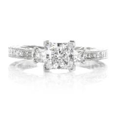 Tacori Diamond Platinum 3 Stone Eternity Engagement Semi-mount Ring