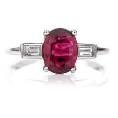 Natural GIA Ruby Diamond Platinum Engagement RIng
