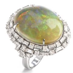 Vintage 18.81 Carat Opal Diamond 14K Cocktail Ring