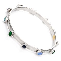 Gurhan Emerald Sapphire Opal Platinum Bangle Bracelet