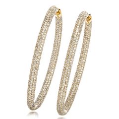 10.69 Carat Diamond 14K Gold Oval Hoop Earrings