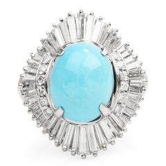 GIA Natural Turquoise Diamond Platinum Large Ballerina Cocktail Ring