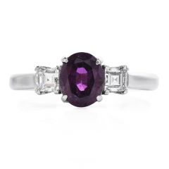 Vintage GIA NO HEAT Ruby Diamond Sophisticated Three Stone Ring