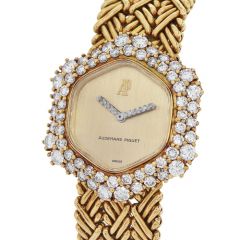 Audemars Piguet Vintage Diamond 18K Gold Hexagonal Cocktail Bracelet Ladies Watch