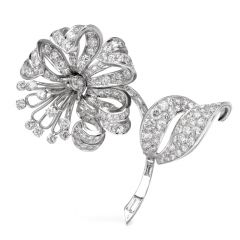 Antique 8.50cts Diamond Flower Platinum Brooch Pin-Dover Jewelry