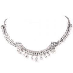 Vintage 30.87ct Diamond Platinum pendant Choker Necklace