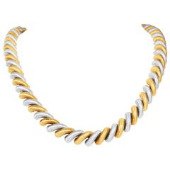 Mario Buccellati Torsadé 18K Two Tone Gold Satin Link Necklace 